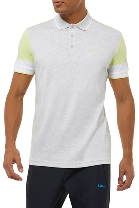 Interlock-Cotton Polo Shirt with Color-Block Sleeves
